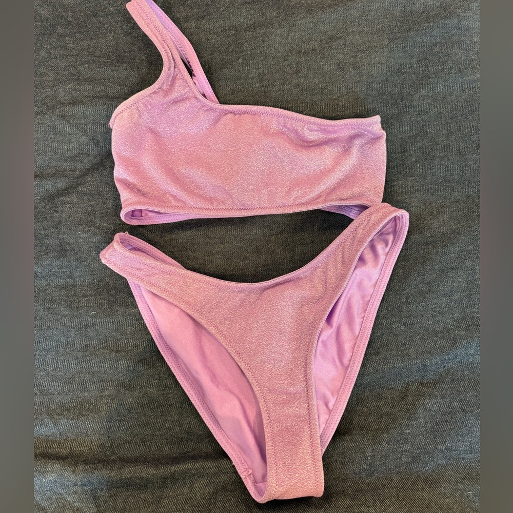 Triangl one shoulder bikini Melrose purple sparkle